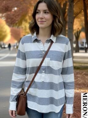 🌺50% off April 🌺
Grey and White Striped Button-Up